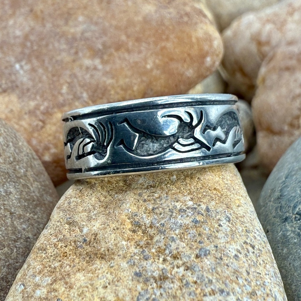 Vintage Shube’s Dakota West Sterling Silver Band Ring Size 7 Southwest Kokopelli - Picture 3 of 17